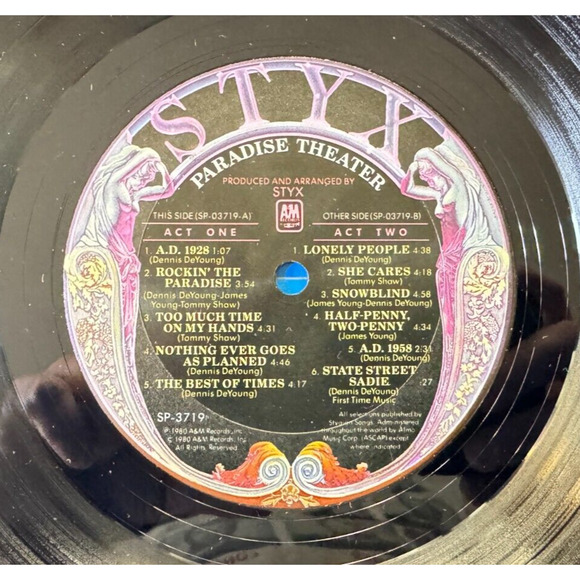 Styx: Paradise Theatre ~Early Holo Etch Press (1980, A&M Records) Gatefold - Picture 5 of 7